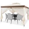 GIANTEX 3 x 3M Gazebo da Giardino, con Tetto e Tende di Struttura in Acciaio, 4 Tende Laterali, Ventilazione e Zanzariere, Traspirante e Comodo per Parco/Giardino/Balcone, 2 Colori (beige)