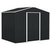 Outsunny Casetta da Giardino 3.6m² in Acciaio Zincato con Prese d'Aria, Capanno da Giardino con Tetto Inclinato, Doppie Porte Scorrevoli Bloccabili, Capanno Porta Attrezzi, 236x174x190cm, Grigio Scuro