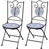 vidaXL Set 2 pz Sedia Bistro con Mosaico Blu/Bianco