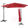 COSTWAY Ombrellone da Giardino 300 x 300cm | 3 Inclinazioni, Rotazione 360°, Manovella, 8 Stecche, Base Incrociata per Esterno (Rosso, 300 x 300 x 273 cm)