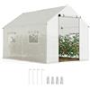 Outsunny Serra da Giardino a Tunnel 2x3x2 m con Porte e Finestre Avvolgibili, Serra per Orto con Tetto a Punta, Struttura in Acciaio e Copertura PE, per Orto Verdure Fiori Frutta, Anti UV, Bianco