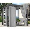 Tata Home Set 2 Pezzi Tenda Gazebo per Esterno Resistente Misura 160x270 cm con Passanti e Bottoni Tende da Sole Accorciabili Lavabili Colore Grigio Chiaro