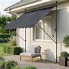 pro.tec Tenda da Sole a Muro con Pali di Supporto Telescopici Installazione Senza Fori Tettuccio Parasole a Manovella e Bracci - 150 x 120 cm (LxP) Grigio