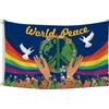 Generisch Bandiera mondiale della pace con colomba e, 150 x 90 cm, stampa fronte/retro, resistente ai raggi UV e a prova di filo, ideale per giardini, feste ed eventi sportivi