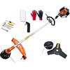 TANIASHOP Decespugliatore a scoppio 52cc tagliaerba rasaerba tagliabordi motore 2 tempi multifunzione 2 in 1 per professionisti o fai da te guanti omaggio