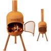 BonFeu BonSolo Grate - Stufa da patio - Camino con protezione dalle scintille per serate rilassanti - Colonna fuoco da esterno - Camino da patio con griglia per barbecue - 34x34x124cm