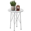 Outsunny Tavolo Rotondo da Giardino e Interno, Ø40x50 cm, con Gambe Regolabili e Telaio a X, Bianco