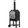 Outsunny Forno per Pizza Barbecue a Carbonella, BBQ da Esterni/Giardino in Acciaio Inox con Termometro, 64x54x160cm