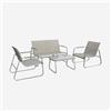 sweeek Salotto da Giardino in Acciaio, 4 posti Verde Kaki - 78x122x39 cm