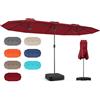 RELAX4LIFE Ombrellone Doppio da Giardino con Base, Ombrellone da Balcone con Apertura a Manovella, Tetti Ventilati, Parasole da Esterno per Patio, Cortile, Ristorante o Bar (Bordeaux, 393 x 198 cm)