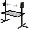 BBQ-Toro Set di spiedini per campeggio, escursioni, falò e altro | 70 cm | 2 aghi da carne, motore (batteria), base con griglia per carbone