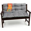 SuperKissen24. Cuscino Lungo per Panchina da Giardino 100x50 cm con Schienale 100x60 cm Resistente e Comodo per Panca da Esterno ed Interno - Grigio