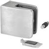 PRIOstahl Supporto in vetro, morsetti in vetro, 1 pezzo, dimensioni: 52 x 52 x 32 mm, con perno di sicurezza e piastra di sicurezza, collegamento: piatto, per vetro 10 mm, in acciaio inox V2A