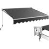 RELAX4LIFE Tenda da Sole a Bracci Estensibili Avvolgibile 295x250cm, Base Universale Parete/Soffitto, Manovella Manuale, Angolazione Regolabile, Telo Impermeabile, Alluminio, ANTRACITE