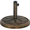 Outsunny Base per Ombrellone da 12 kg con Motivo di Fiore di Loto e Manovella Integrata, Basamento per Ombrellone in Resina, Metallo e Cemento, per Pali di Ombrelloni da Ø32/38/48 mm, Bronzo