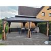 PURPLE LEAF Gazebo 6 x 3,65 m Impermeabile da Giardino, Esterno e Patio con Funzione Anti-UV, Telaio in Alluminio e Metallo, Resistente e Stabile, Bronzo