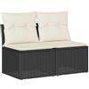 vidaXL Set Divani Giardino 4 pz con Cuscini Nero in Polyrattan Acacia, Set Divano da Patio, Set Divano in Rattan PE, Set arredo da Giardino