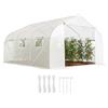 Outsunny Serra per Orto a Tunnel con 6 Finestre e Porta Avvolgibile, Serra da Giardino a Tunnel in PE con Tubi in Metallo, per Piante e Frutto, 4.5x3m, Bianco
