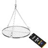 NAJDER Set griglia Rotonda in Acciaio Inox Ø450 mm con Catena sospesa Ø3 mm, Griglia per Barbecue Rotonda Girevole con Set Catena, Girevole e moschettone, per Barbecue sospeso