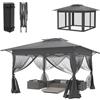 ACXIN Gazebo pieghevole, 4 x 4 m, impermeabile, regolabile in altezza, con pareti in rete, protezione UV, gazebo pop-up con rotelle, per giardino, terrazza, cortile (antracite)