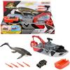 Matchbox Mattel Jurassic World - La rinascita, playset con barca da 31,8 cm circa con Mosasauro da 33 cm circa, jeep die-cast in scala 1:64, missili arpione e barca di salvataggio rimovibile, JGG61