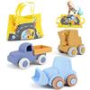 CHMMY Giochi Macchinine per Bambini 1 Anni, Veicoli da Cantiere in Silicone con Tappeto Gioco 2-in-1 Sacco Portaoggetti, Senza BPA, Giocattoli Montessori Sensoriali Regalo Bimbo Bimba