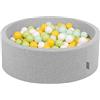 KiddyMoon 90X30cm/200 Palline Piscina di Palline Colorate per Bambini Tondo Fabbricato in EU, Grigio Ch:Bianco/Menta/Verde Chiaro/Giallo