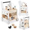 Mamabrum Primi Passi per Bambini 6 in 1 - Spintore in Legno con Tavolo Didattico, Giochi per Bambini con Abaco, Loop Motorio e Selezionatore di Forme - 31x28x49cm