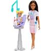 Barbie Dentista con bambola alla moda bruna con vestito blu e cappotto da laboratorio, 1 bambola per bambini, mobili e accessori per medici
