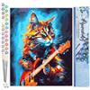Figured'Art Dipingere con i Numeri - Paint by Numbers Gatto Rocker Astratto, Passatempo per Adulti, Kit Completo, Hobby Creativi - Quadri fai da te 40x50cm senza cornice