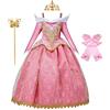 CinheyU Bella Addormentata Carnevale Costumi per Bambine Aurora Principessa Compleanno Abiti Ragazze Natale Halloween Cosplay Cerimonia Festa Tulle Vestito con Accessori 4-5 anni