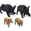 JOKFEICE 4 figure di animali in plastica cinghiale famiglia animali modello d'azione progetto scientifico, giocattoli educativi per l'apprendimento, regalo di compleanno, topper per torte, per bambini