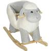 AIYAPLAY Cavallo a Dondolo per Bambini a Forma di Pecorella, Cavalluccio a Dondolo Cavalcabile in Legno e Peluche con Cintura di Sicurezza, Pedali e Suoni, 18-36 Mesi, 68x35x55 cm, Grigio
