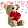 Generico - orsetto realizzato a mano all'uncinetto in morbido, design amorevole con cuore, mini | Regalo per ragazzi e ragazze: giocattoli portatili per bambini, borsa e asilo