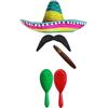 I LOVE FANCY DRESS LTD Set di accessori per costume messicano Sommerro + Maracas + Tash, perfetto per costume da fantascienza messicana Senorita Bandit Mariachi, colore: verde e rosso