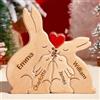 VEELU Festa Della Mamma Idee Regalo - Puzzle Personalizzato con Famiglia di Conigli in Legno con 2-7 Nomi - Personalizzata Regalo per La Famiglia Natale, Anniversario - Decorazione Casa