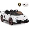 COSTWAY Lamborghini Macchina Elettrica per Bambini, Auto Elettrica Cavalcabile con Telecomando Luci LED, 3 Velocità, 3-6 km/h, per Bambini 3-8 Anni (Bianco)