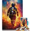 ZKYUBEK Puzzle da 1000 pezzi sui pompieri per adolescenti, antistress per ammazzare il tempo durante le vacanze, con poster abbinato e foglio di quiz (38x26cm)