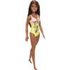 Barbie- Bambola Mora con Costume da Bagno Floreale Rosa e Giallo Giocattolo per Bambini 3+ Anni, GHW39
