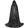 peiyeety Mantello con cappuccio a forma di ragnatela nera di Halloween per adulti e adolescenti, mantello con cappuccio di Halloween, tunica da mago con mantello della paura
