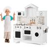 RELAX4LIFE Cucina Legno per Bambini, Set da Cucina Ben Attrezzato con Microonde, Forno, Lavatrice, Giocattolo Educativo per Bambini 3+ Anni