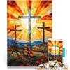 AITEXI puzzle 1000 pezzi per adulti Crocifissi in vetro colorato Giocattolo educativo antistress Attività divertenti a casa, regali di compleanno, regali di viaggio, 75x50cm