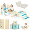 CUPCHID 7 in 1 Arco montessoriano per Bambini,25 Anni di Nuovi aggiornamenti, Struttura per Arrampicata per Bambini,Palestra per Giungla da Interno Montessori,Arco per Arrampicata con Cuscino（Blu）