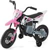 COSTWAY 12V Moto Elettrica per Bambini, Motorino Elettrico con Ruote di Allenamento Rimovibili, Sospensione a Molla, Musica e Connessione Wireless, Motocicletta Cavalcabile per 3-8 Anni (Rosa)