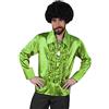 I LOVE FANCY DRESS LTD I Love Fancy Dress - ILFD4603 - Camicia da uomo con balze, verde fluo, stile anni 70 - Travestimento da disco, taglia XL
