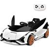 SOARS Macchina Elettrica per Bambini Lamborghini SIAN 12V con Telecomando, Auto Elettrico a Pedale e Luci LED, Veicoli con Musica, MP3, Clacson e Radio, Carico 25 kg, 3-8 Anni (Bianco)