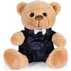 Brubaker Orsacchiotto Sposo in Abito - Regalo di Peluche per Matrimonio, Fidanzamento e Addio al Celibato - Regalo di Nozze di Peluche con Farfallino - 25 cm