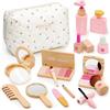 Freefire Falso Trucco Bambina in Legno Trucco Bambino Giocattolo Trucco Valigetta Accessori Set di Trucco Set Giocattolo Ragazza Principessa Compleanno Regalo 3 4 5 6 7 8 Anni