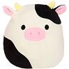 Squishmallows Peluche ufficiale Kellytoy da collezione Farm Squad, animali morbidi (nero/bianco/rosa, mucca Connor, 19,1 cm)