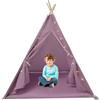 NoneDanGee Tipi Tenda per bambini, tenda per bambini, con tappetino e catena luminosa, tenda da gioco pieghevole in cotone, casetta giocattolo per interni ed esterni, 120 x 120 x 140 cm (viola)